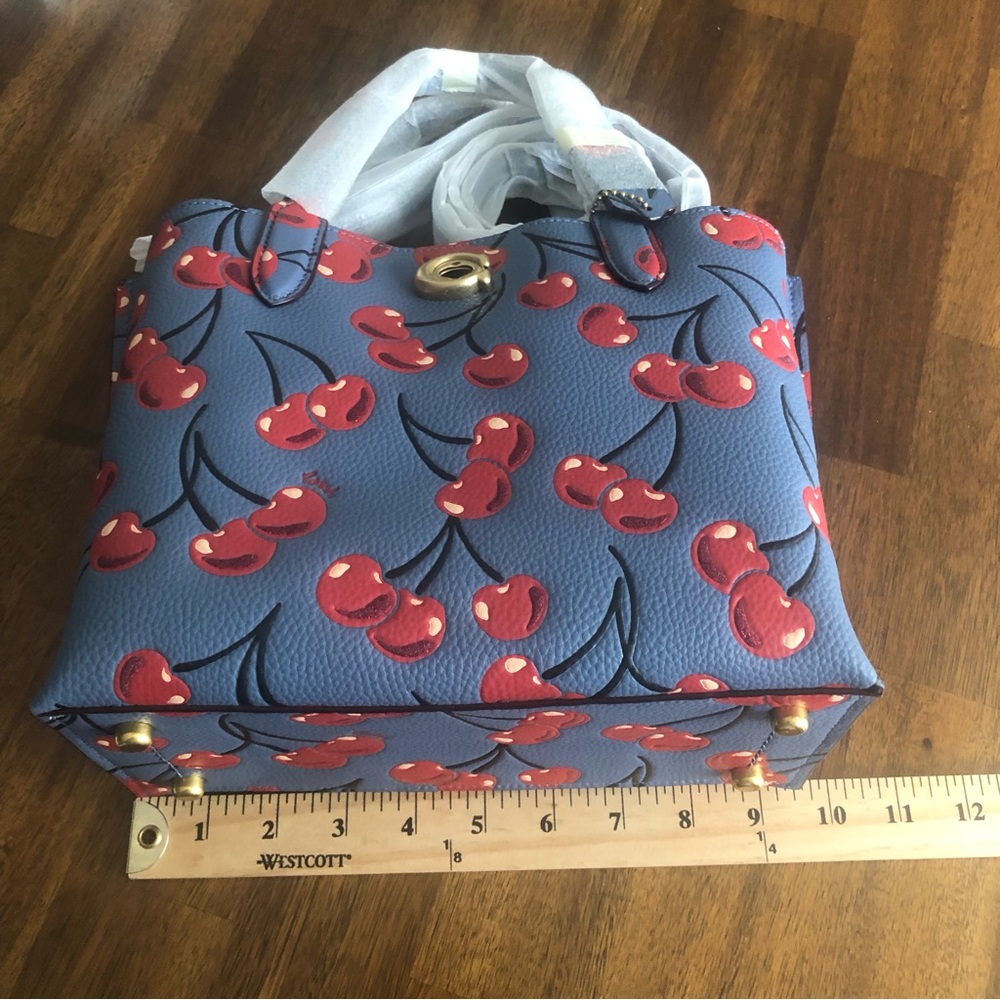 NWT $350 COACH Willow Cherry-Print Leather Tote Bag! - Picture 15 of 16
